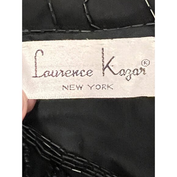 Vintage Laurence Kazar Black Beaded Silk Top 3X Short Sleeve Party Elegant sheer - Picture 13 of 16